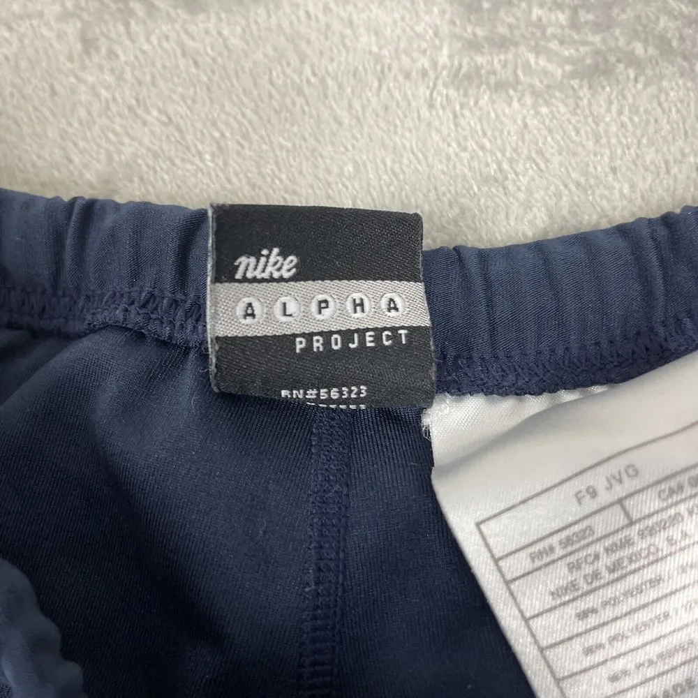 Nike Alpha Project Pants Womens Sz L Compression Blue Athletic Drawstring Tights